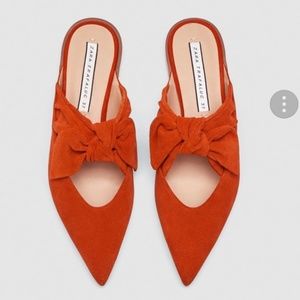 Zara Orange Bow Mule Size 37 NEW